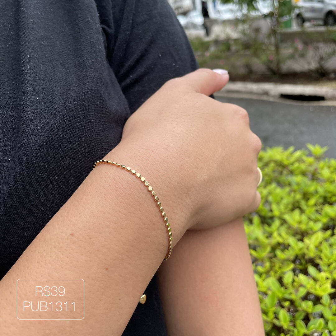 Pulseira Bolinha Achatada 2024/2 Lisa Dourado